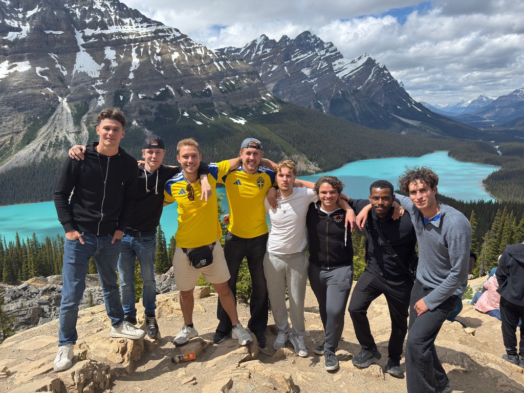 The Nordic Sales Group team together on a mountain lookout in the Canadian Rockies